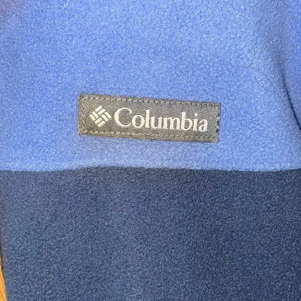 Columbia women’s 2 toned blue and brown pullover quarter button sweatshirt MD - Image 4