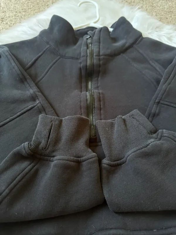 Black Half-Zip Funnel Neck Cropped Sweatshirt with Thumbholes size 8 or M - Image 6