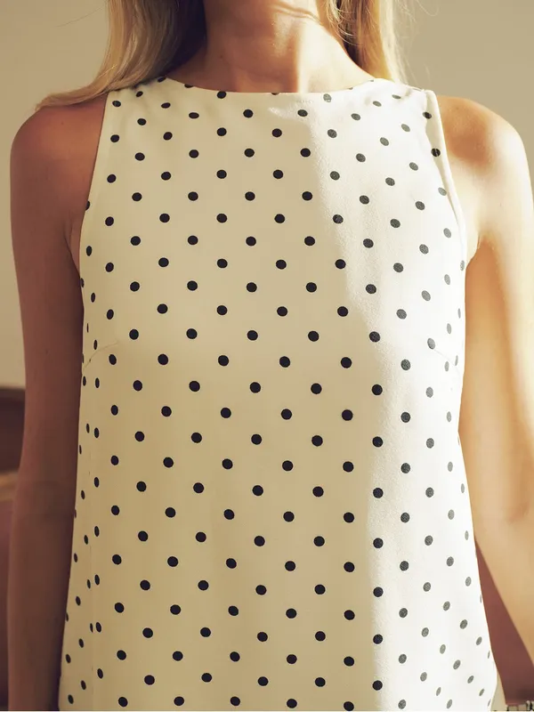 Polka Dot Mini Dress with Back Bow Detail Black Size M - Image 5