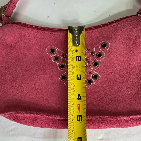 Faded Glory Pink leather side studded small Shoulder Bag with Butterfly Y2K - Image 8