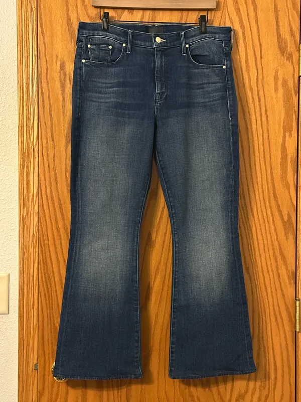 MOTHER The Down Low Weekender Heel in the color High Tide -Flare Jeans - Size 34 - Image 2
