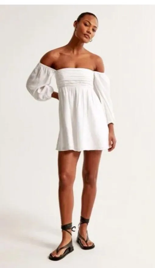 Abercrombie Dress White Mini Linen - Image 3