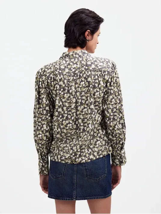 Madewell Easy Long-Sleeve Popover Shirt in Dark Pavement Floral - Size M - Image 2