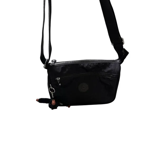 Kipling Black Nylon Crossbody Bag with Monkey Keychain - Image 4