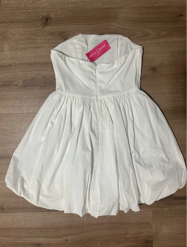 Bella Boutique Bella Rose White Strapless Bubble Dress - Image 2