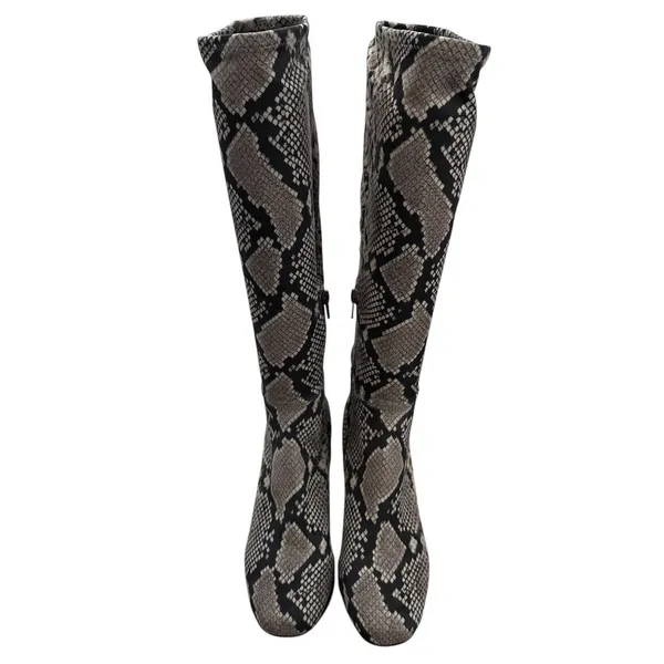 Steve‎ Madden Dynasty Snakeskin Print Boots Size 7 M Fitted Calf Stretch - Image 2