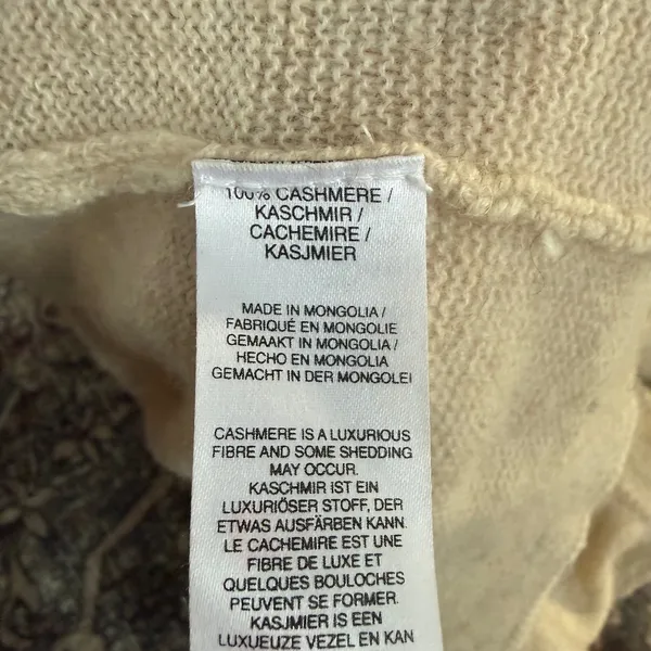 BRODIE Fine Cashmere Cropped Crew Neck Long Sleeve Sweater Light Beige Size S‎ - Image 4