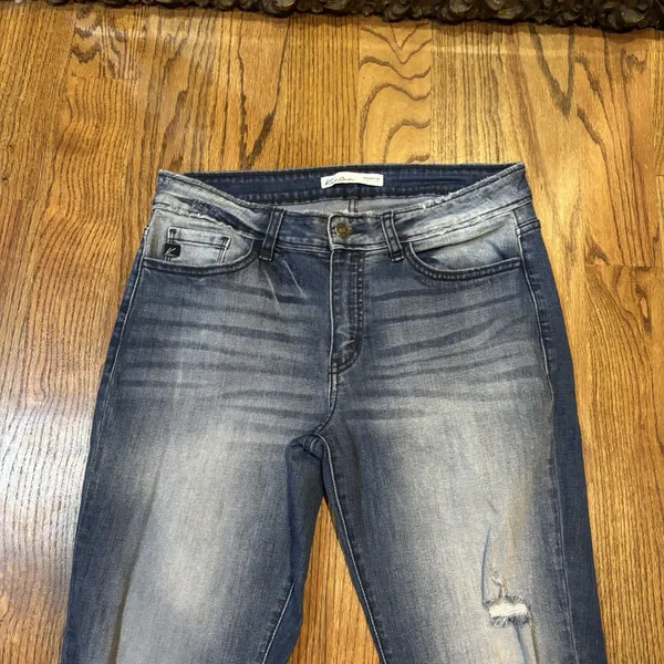Kancan Womens Jeans Skinny‎ Denim Ripped Distressed Stone Wash Blue 27 - Image 4