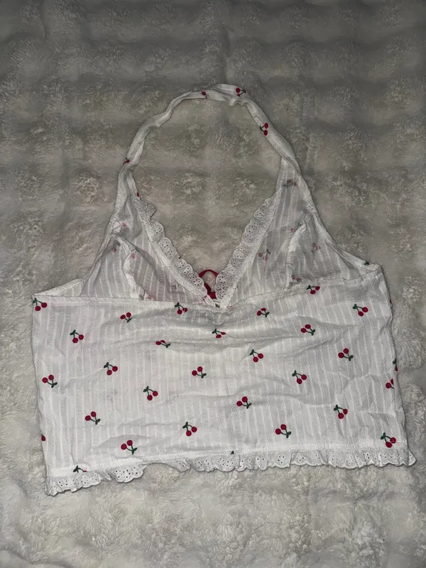 cherry halter top White - Image 2