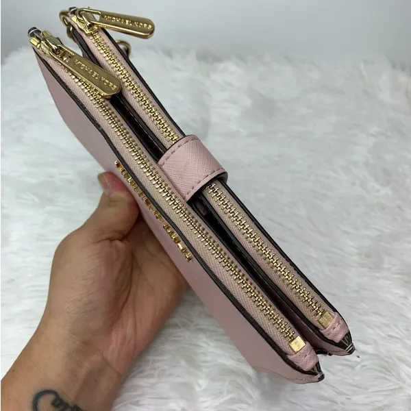 Michael Kors Pink Double Zipper Wristlet / Wallet with Phone Slot - Image 4