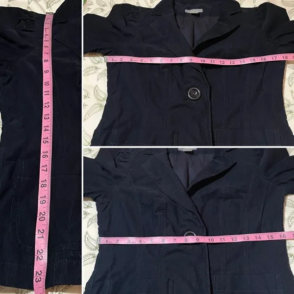 Ann Taylor Corton Corduroy Blazer Jacket Notched Lapel Button Dark Navy Blue 6 - Image 9