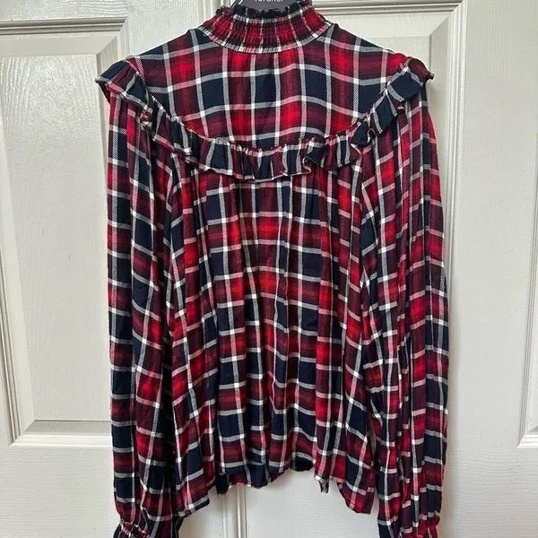 Free People Charlie ruffle plaid top NWT size XS - Image 2
