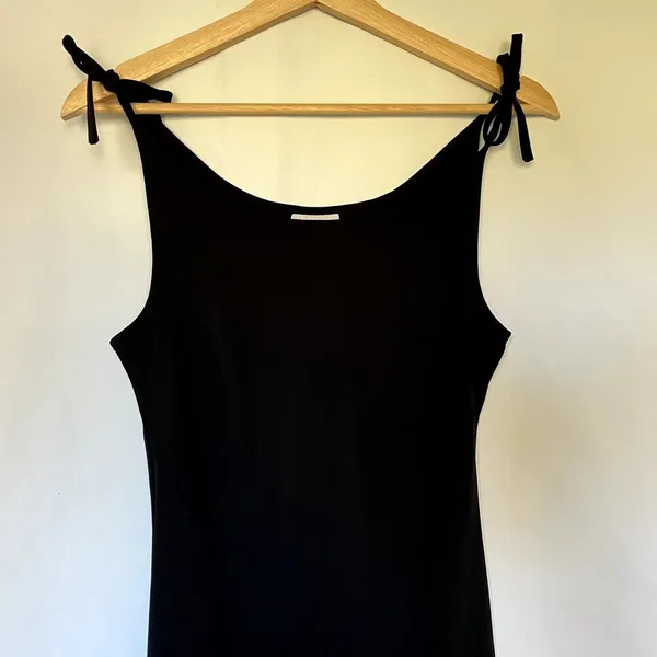 Ann Taylor LOFT black midi dress‎ sleeveless tie straps women's size 4 elegant - Image 2