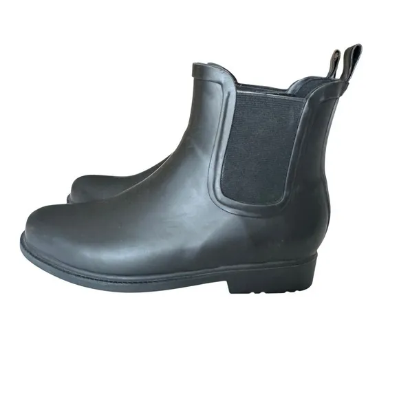 J.‎ Crew Factory Black Chelsea Rain Boots Ankle Length Waterproof Matte Finish - Image 3