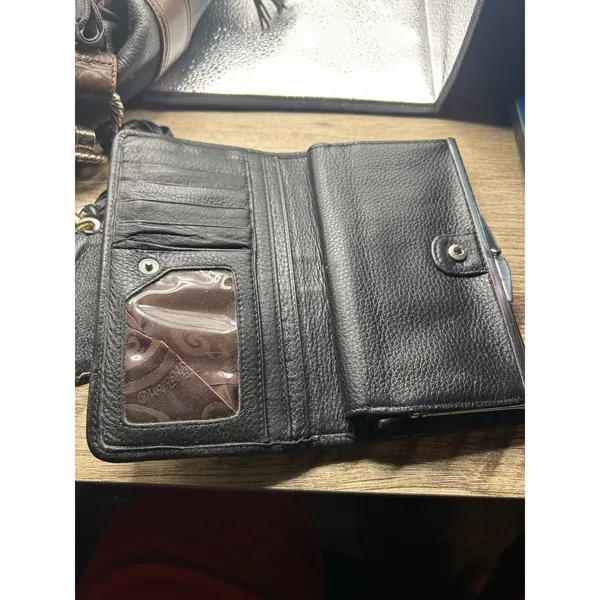 Brighton‎ Black Leather Hobo Shoulder Bag and Matching Wallet Set Croc - Image 9