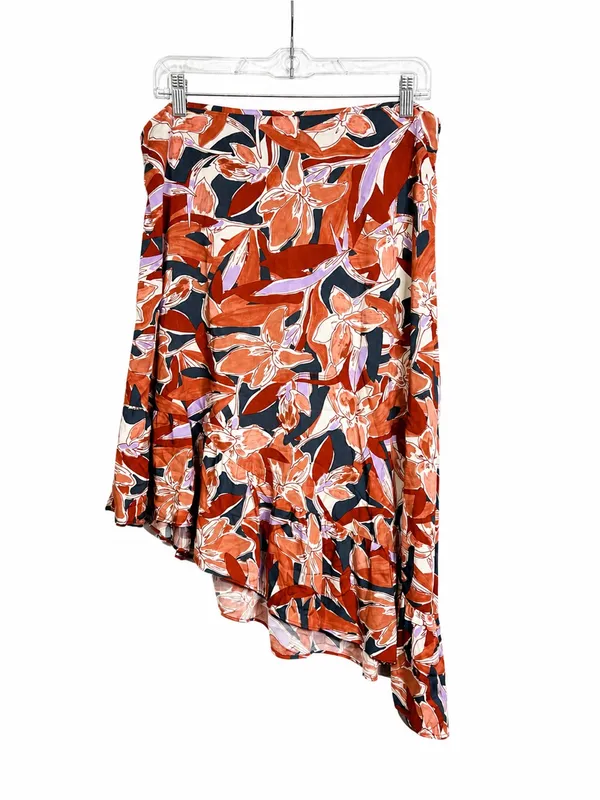 NWT Nine West Floral Asymmetrical Midi Skirt Women’s Large Rayon Ruffle Hem - Image 3
