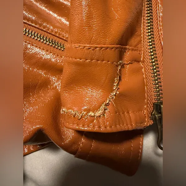 We the Free People Vegan‎ Faux Leather Cognac Moto Jacket Rock - Image 10