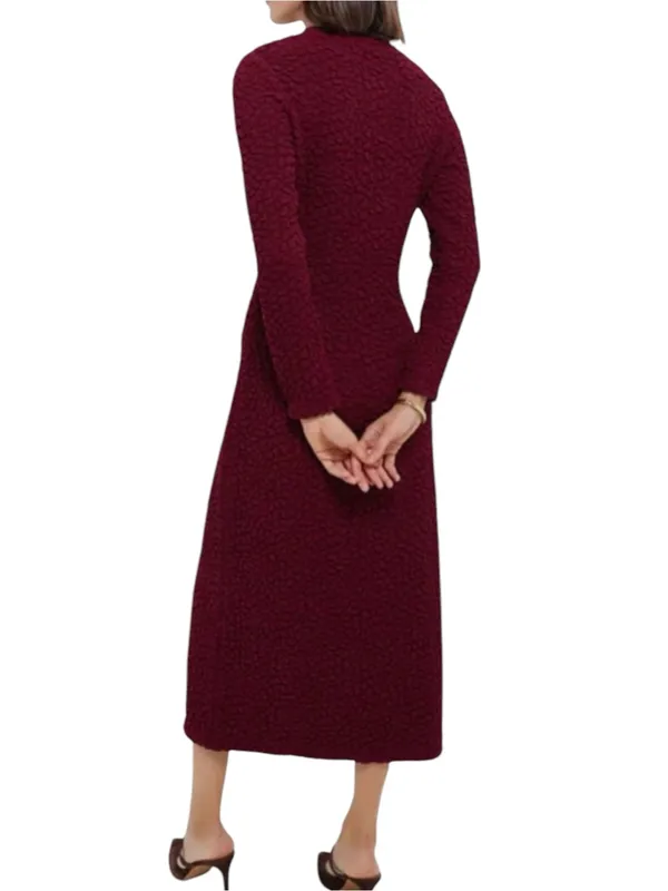 NWT Tuckernuck Hyacinth House Madison Textured Long Sleeve Burgundy Dress MEDIUM - Image 2