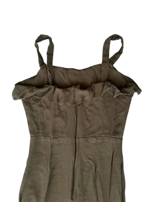 Reformation Women’s Frida Ruffle Hem Column Cocktail Midi Dress Army Green Sz 6 - Image 7