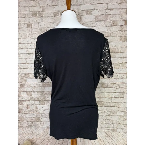 Black Lace Top Whimsigoth Witchy Dark Romantic Fairy Flare Feminine Boho‎ Size M - Image 5