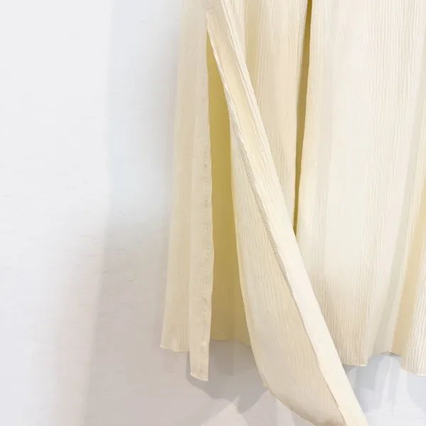 Commense Pants Size M Cream Pleated High Rise Pull On Elastic Waist Flow Classic - Image 4