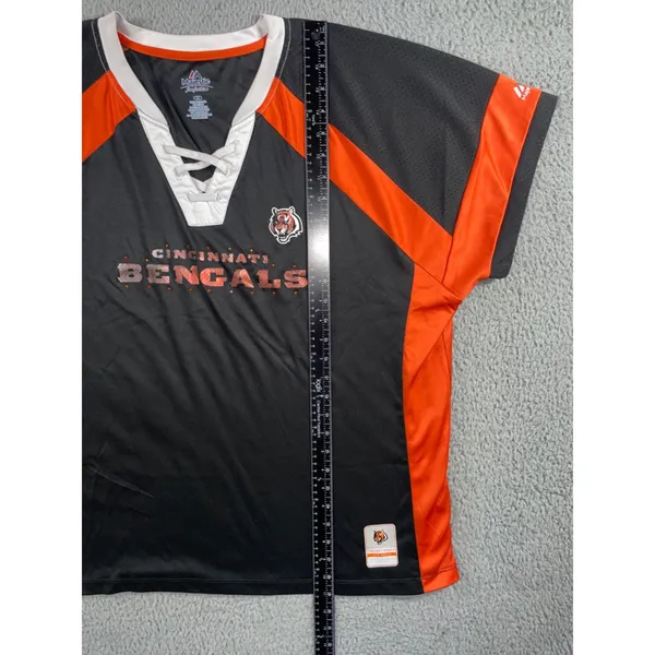 Majestic NFL Cincinnati Bengals‎ Draft Me V Neck Shirt Women 2X Short Sleeve - Image 4