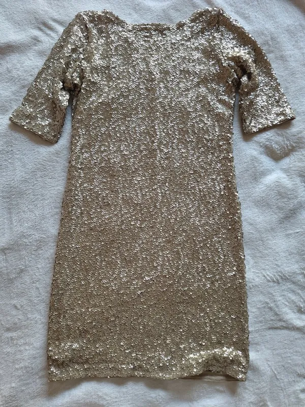 Abercrombie & Fitch Gold Sequin Bodycon Mini Dress Medium NWT - Image 10