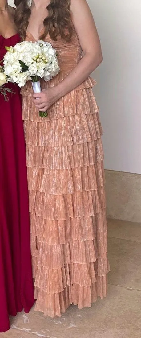 Gianni Bini Dress Gold Leaf Ruffled - Image 2