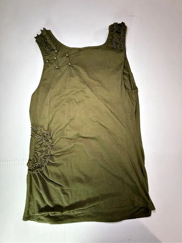 Anthropologie Embellished Olive Green Tank Size large - Image 2