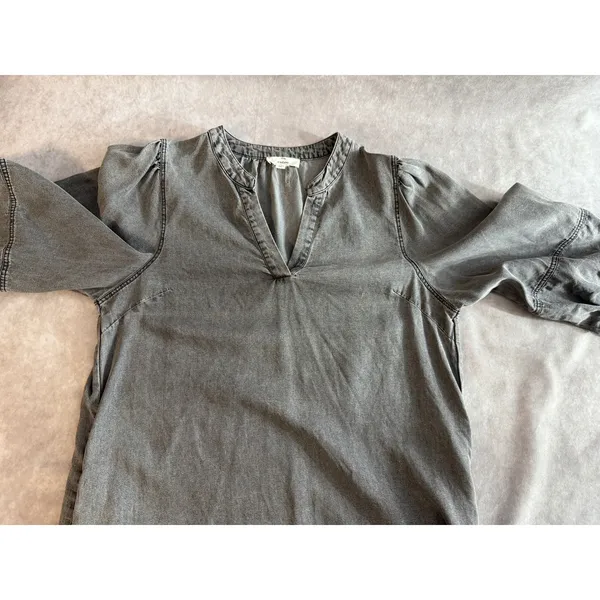 Entro Women's Gray Chambray Tunic‎ Dress Size M Western Chic Prairie Country - Image 15