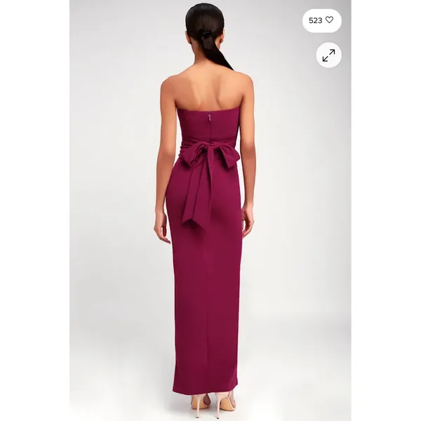Lulus XL Own Night Berry Pink‎ Strapless Maxi Modern Evening Dress Sophisticated - Image 2