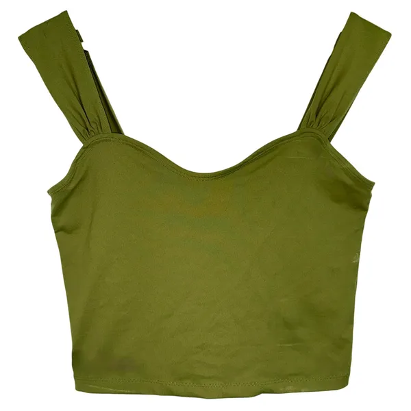 Abercrombie & Fitch Soft AF Green Wide Strap Crop Top Cropped Tank Top Size M - Image 2