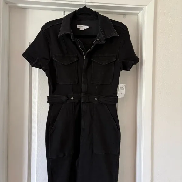 Good American Fit For Success Jumpsuit Black Stretch M One-Piece Utility Pockets - Image 6