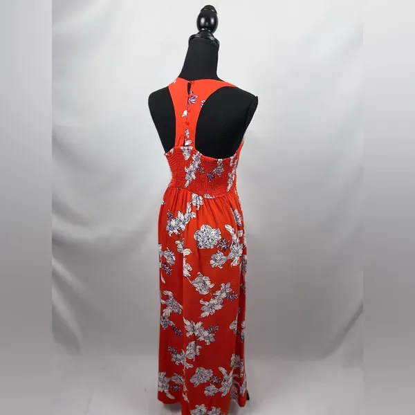 Maxi Dress Red Japna Medium Racerback Red+ White Flowers - Image 10