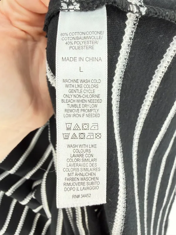 Cuddl Duds‎ Black White Striped T-Shirt Dress Women's Large Casual Coastal - Image 6