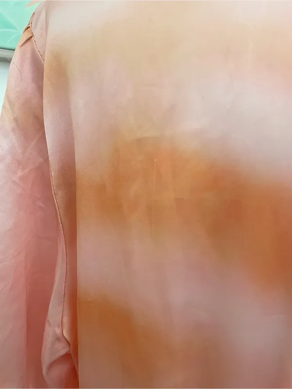 Petal & Pup Alton Pink Orange Dip Tie Dye Puff Sleeve Satin Midi Dress Size XL - Image 9