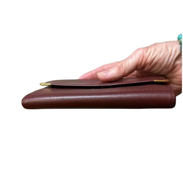 Cartier Paris Burgandy Calfskin Vintage Wallet, Kisslock Coin Compartment. COA - Image 5