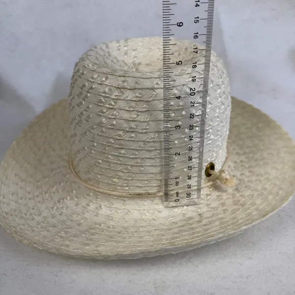 Vintage 80s Union Made Straw Cowboy Hat Cream Western Sun‎ Hat Made in USA - Image 8