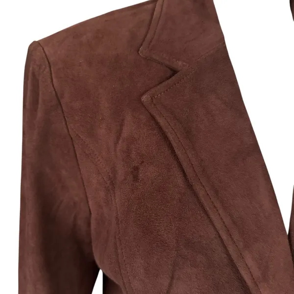 Lilly Pulitzer vintage brown fully lined button down lamb suede blazer small - Image 11