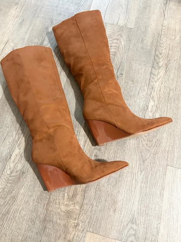 FashioNova NEW EGO women’s tan knee high boots size 7 - Image 2