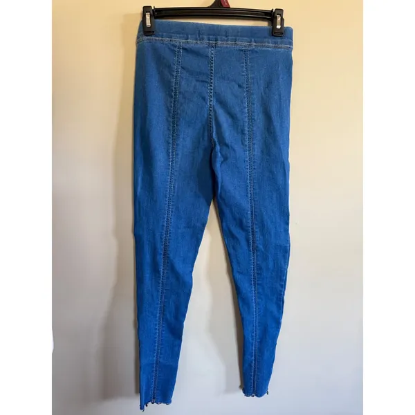 Free People Denim Jeans Leggings Womens‎ Size 26 Pull On Frayed Hem Blue - Image 3