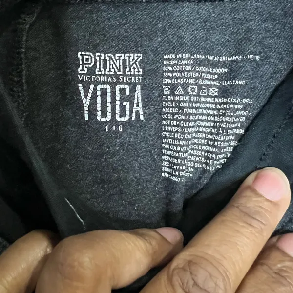 PINK Victoria’s Secret yoga pants - gray/black - Size Large DRAWSTRING MISSING - Image 5