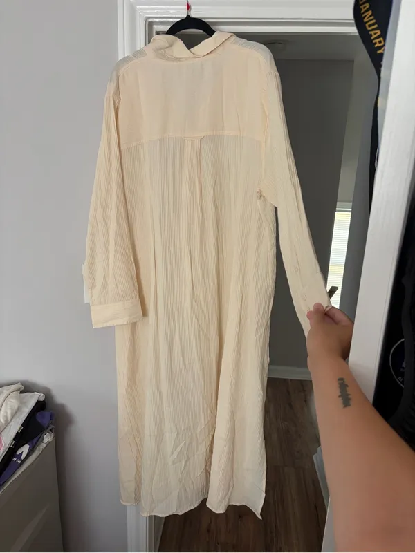 J. Crew Cream Pleated Button-Down Dress - Image 4