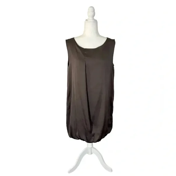 Brochu Walker Brown Silk Lined Sleeveless Bubble Hem Dress - Image 3