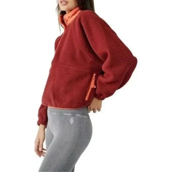 FREE PEOPLE Movement Hit The Slopes Pullover in Dark Red Size Medium - Image 2