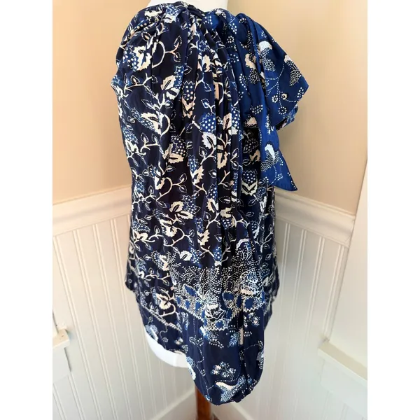 Ulla Johnson Asima Batik One Shoulder Top Blue Black Size 6 - Image 11