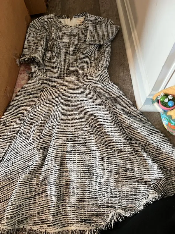 REBECCA TAYLOR Tweed Boucle Fringe‎ tailored dress sz 2 - Image 8