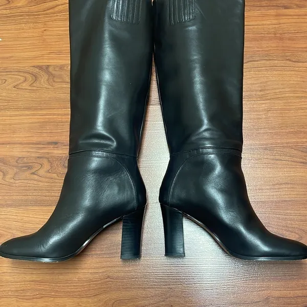 Express leather buckle heeled tall boots size 9 - Image 8