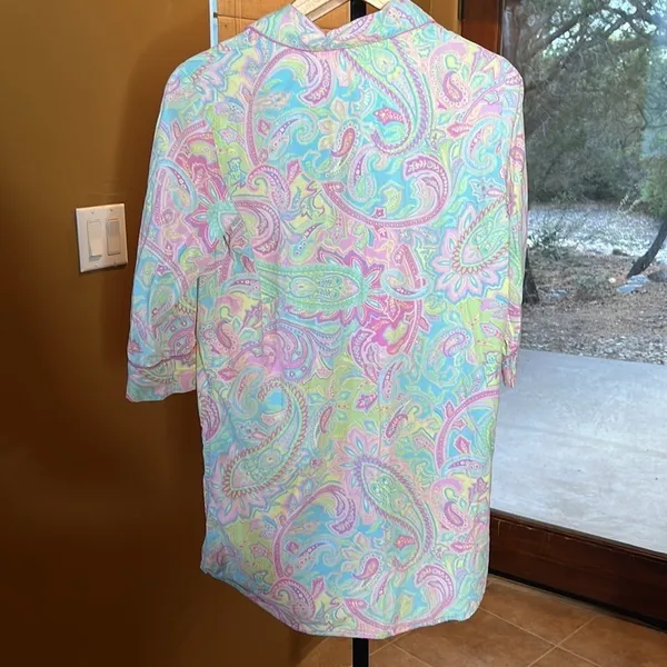 Lauren Ralph Lauren Sleep Shirt Pink Pastel Paisley Long Sleeve Size Small - Image 7