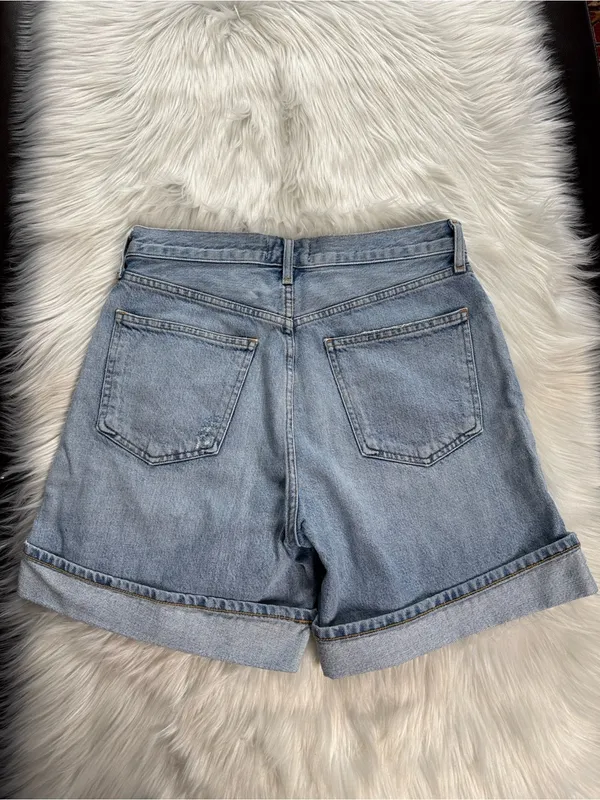 Agolde Dame High Waisted Cuffed Denim Shorts - Image 7